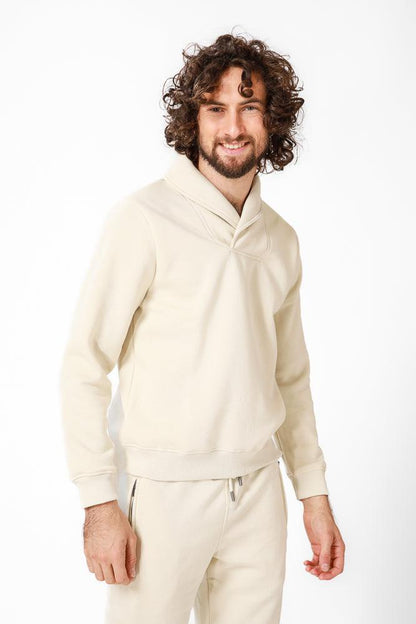 KENNETH COLE - סווטשירט עם צווארון שאל בצבע לבן - MASHBIR//365