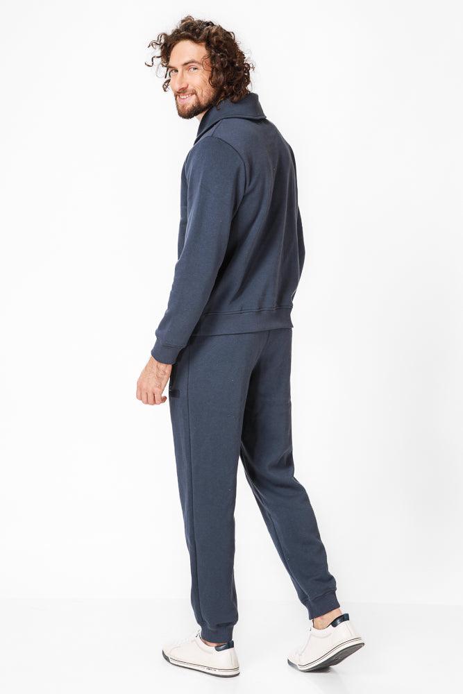 KENNETH COLE - סווטשירט עם צווארון שאל בצבע נייבי - MASHBIR//365