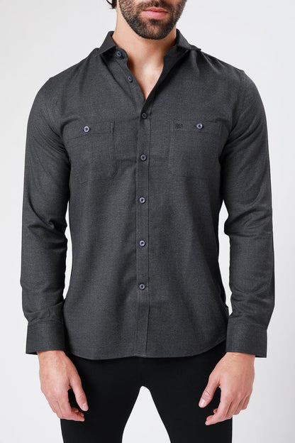 KENNETH COLE - חולצה מכופתרת צבע פחם - MASHBIR//365