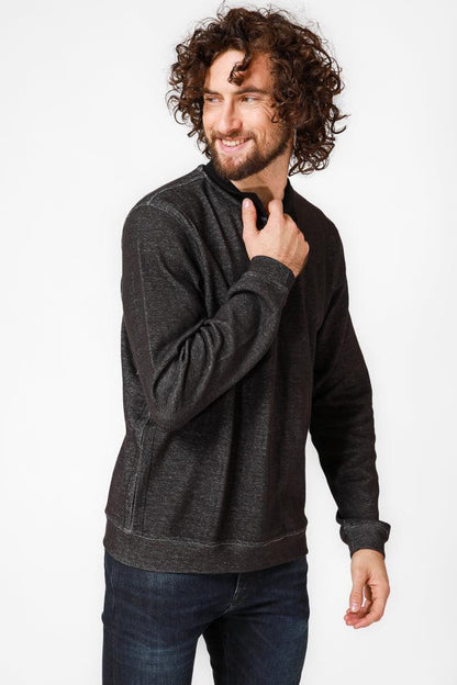 KENNETH COLE - חולצת פולו חצי רוכסן בצבע אפור כהה - MASHBIR//365